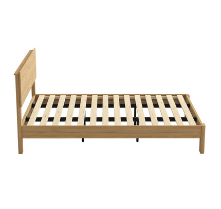 Wooden bed frame on a white background