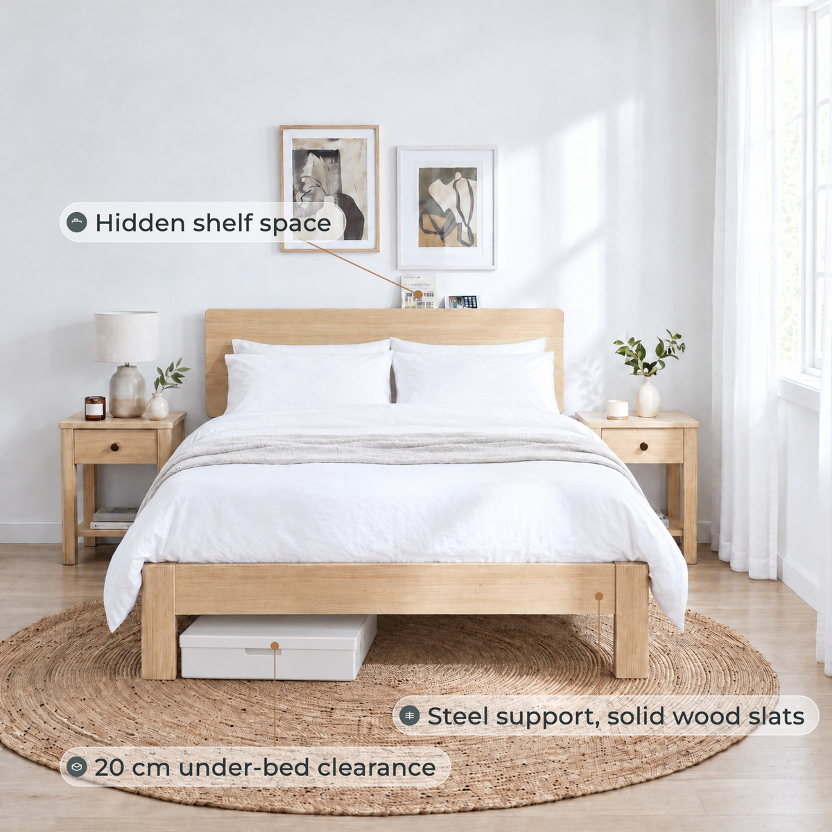 Modena Bed Frame, Oak
