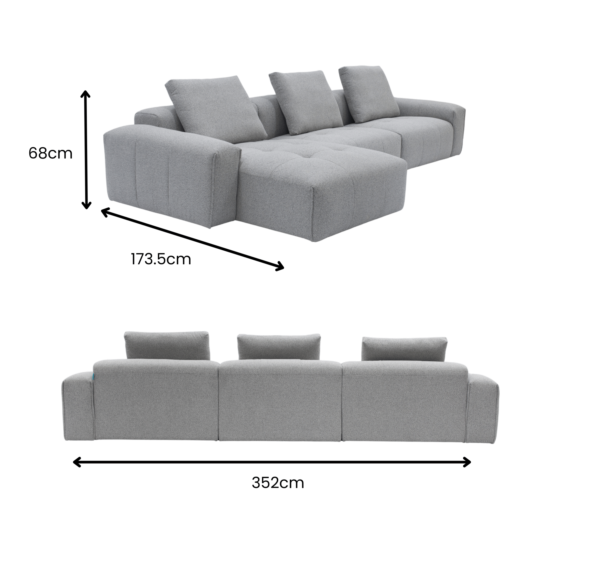 Bosa Lux Sofa with Adjustable Chaise - Proferlo Furniture AustraliaS9018 - 8108 - 18 - GRW - 3Proferlo Furniture AustraliaSofa