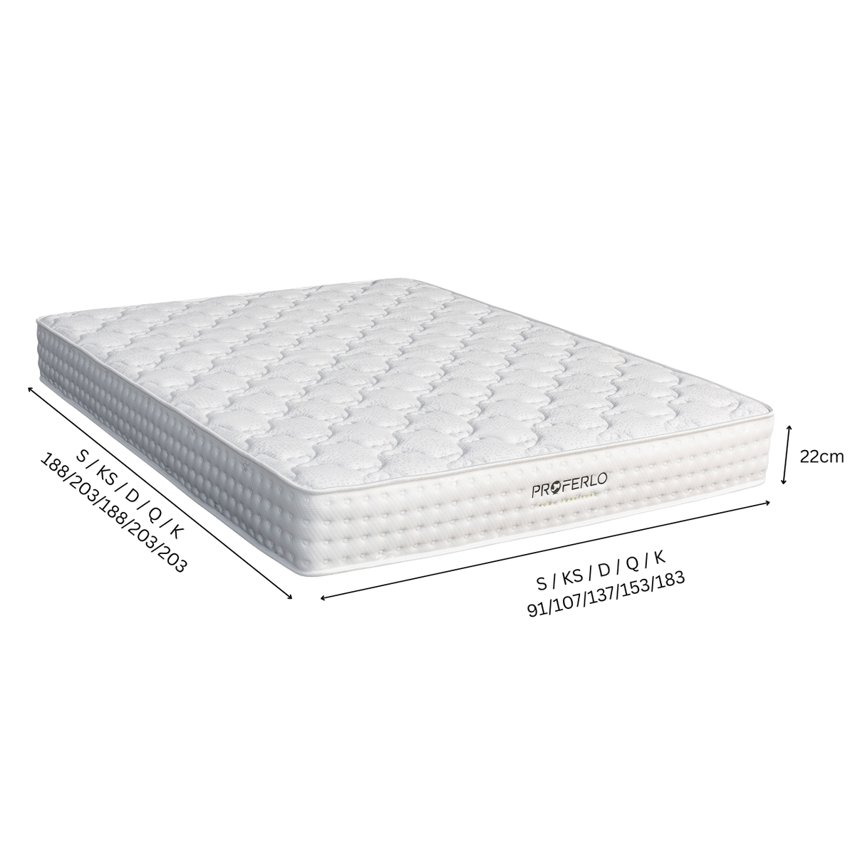 Cutro Mattress dimensions diagram