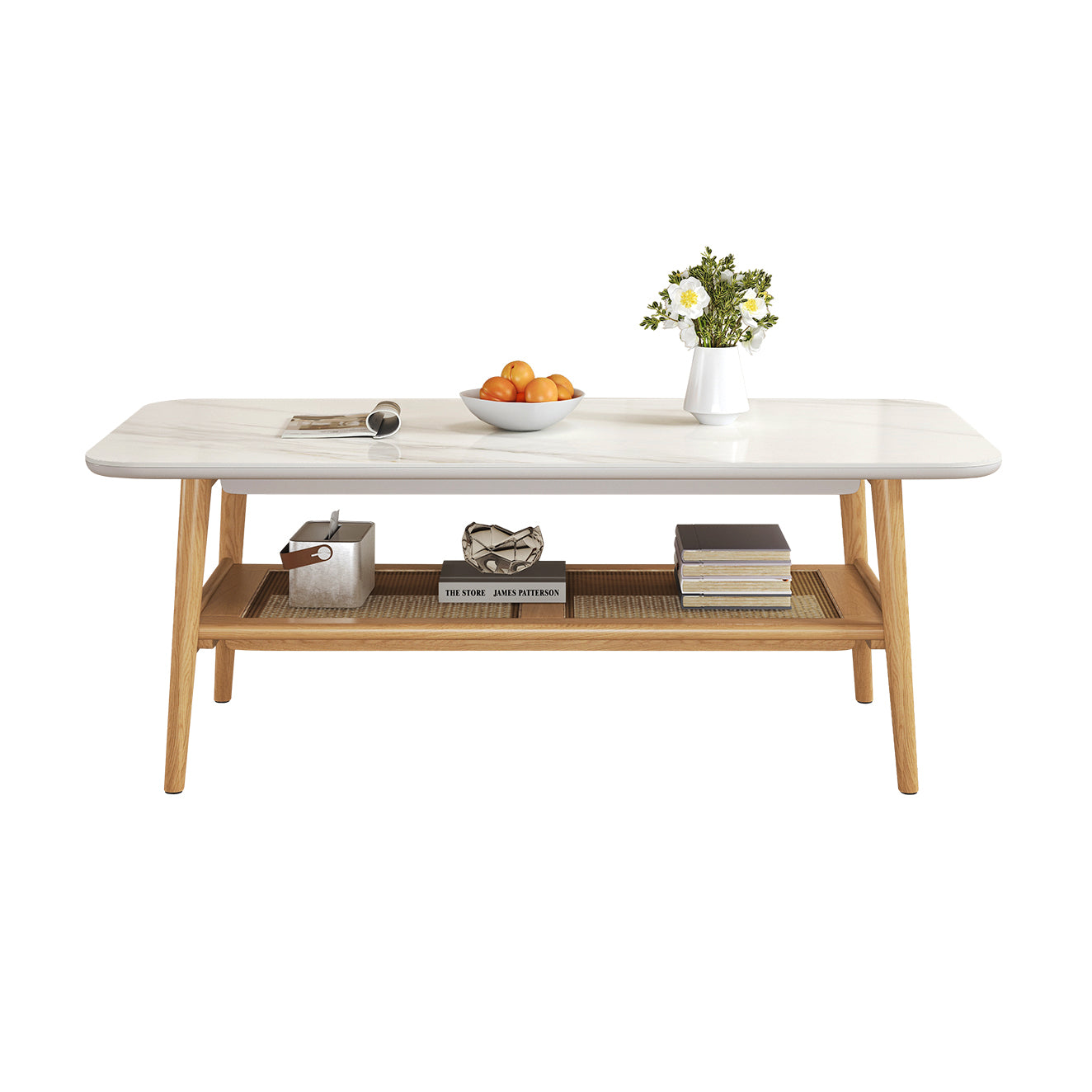 Remini Ceramic Top Coffee Table – solid wood, gallery view 4