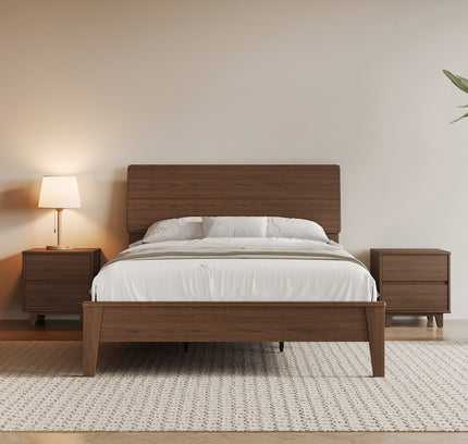 Arezzo Solid Wood Bed Frame - Claro Walnut
