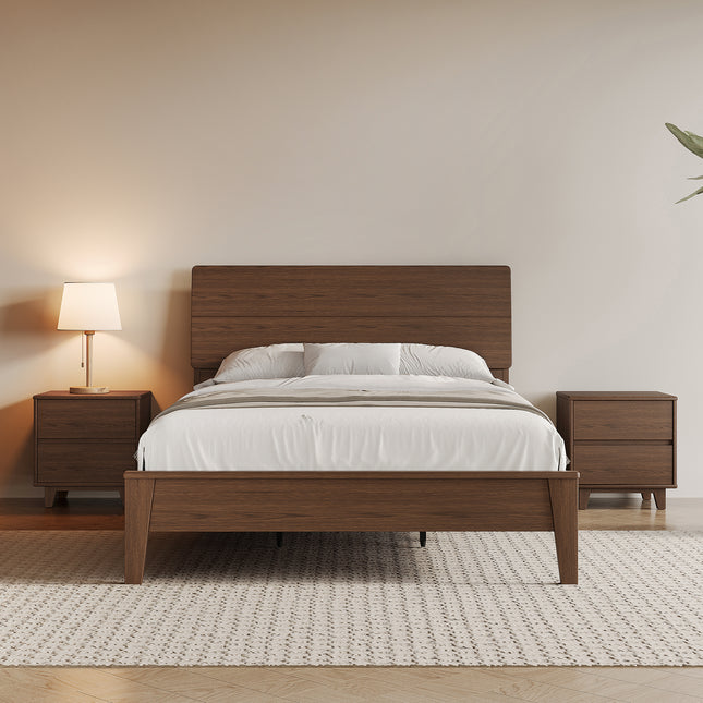 Arezzo Solid Wood Bed Frame - Claro Walnut