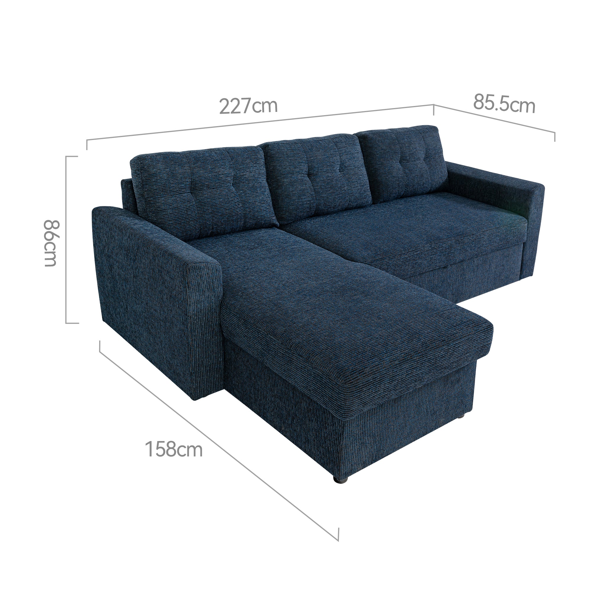 Nola 3 Seater Sofa Bed w/ Storage Chaise