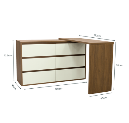 Polia 6 Drawer Chest + Extension Table