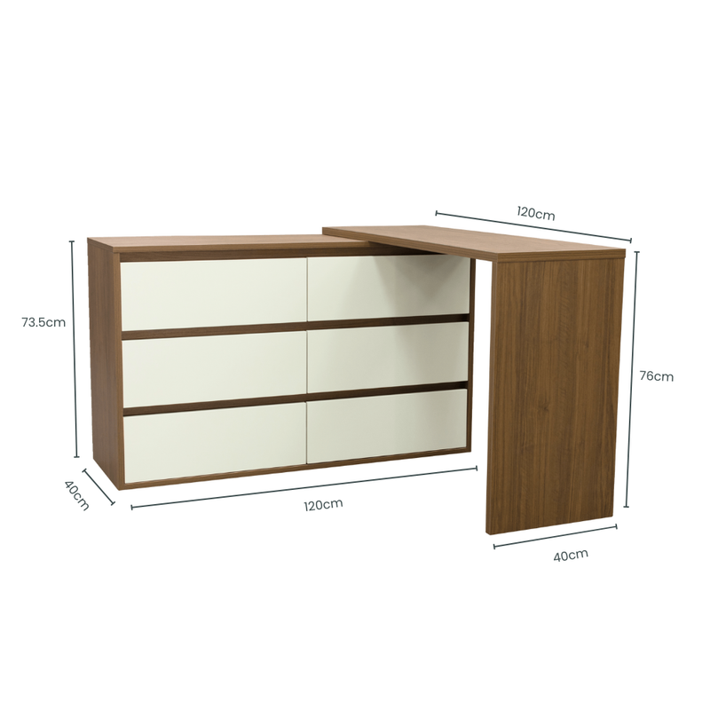 Polia 6 Drawer Chest + Extension Table