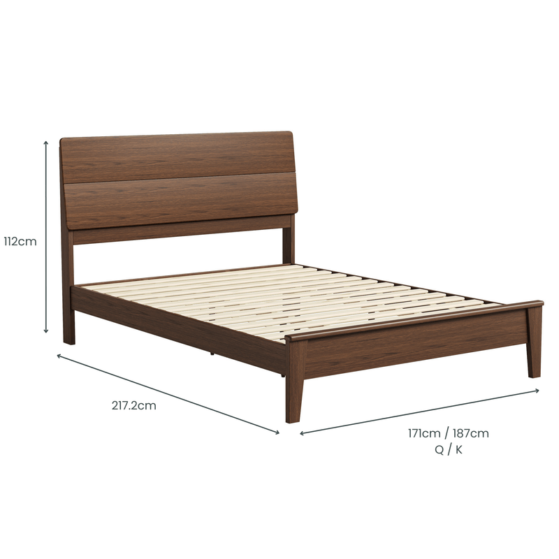 Arezzo Solid Wood Bed Frame - Claro Walnut