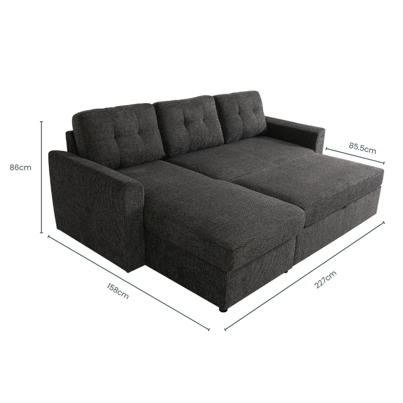 Nola 3 Seater Sofa Bed w/ Storage Chaise