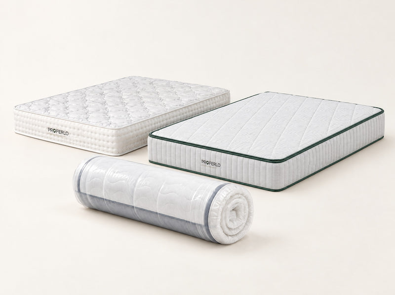 White Olympic Queen pocket spring mattress, rolled and boxed