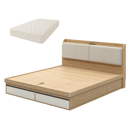 Turin Storage Bed + Mattress Set (Olympic Queen)