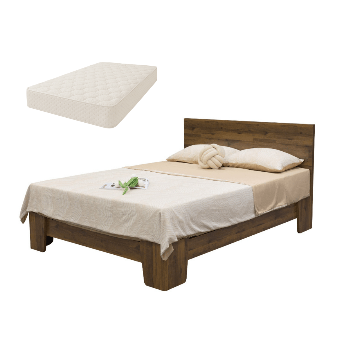 Corsi bed frame and mattress bundle in a neutral bedroom
