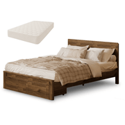 Corsi walnut storage bed and mattress set styled in a bedroom