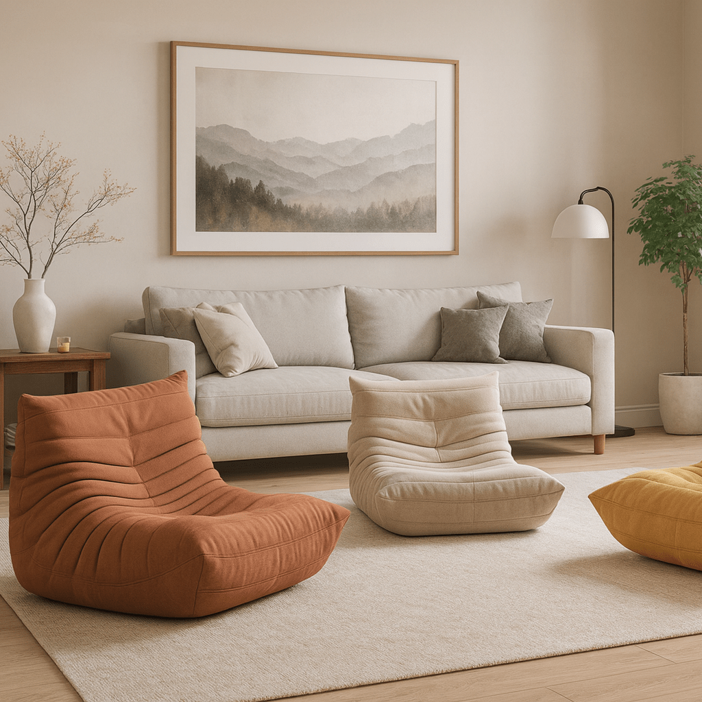 Clans teddy orange leisure chair in a styled reading corner