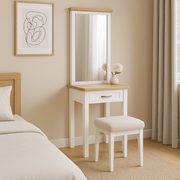Stoven compact white dressing table with mirror and stool