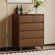 Arezzo five drawer tallboy in Claro Walnut in a styled bedroom