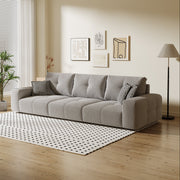 Castel grey adjustable three seater sofa with channel stitching