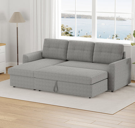 Nola 3 Seater Sofa Bed w/ Storage Chaise - Proferlo Furniture AustraliaS9024 - Beige - 4Proferlo Furniture AustraliaSofa