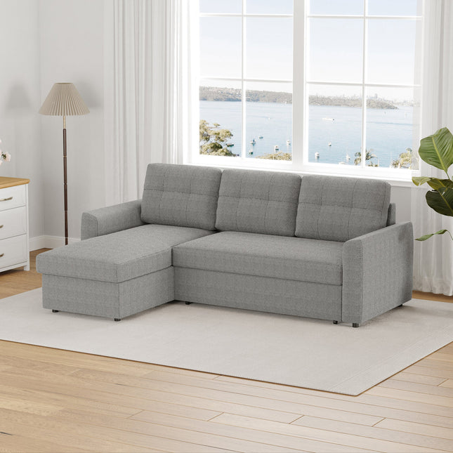 Nola 3 Seater Sofa Bed w/ Storage Chaise - Proferlo Furniture AustraliaS9024 - Beige - 4Proferlo Furniture AustraliaSofa