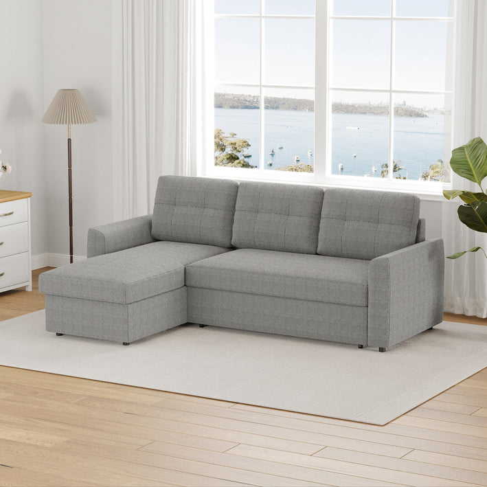 Nola 3 Seater Sofa Bed w/ Storage Chaise - Proferlo Furniture AustraliaS9024 - Beige - 4Proferlo Furniture AustraliaSofa