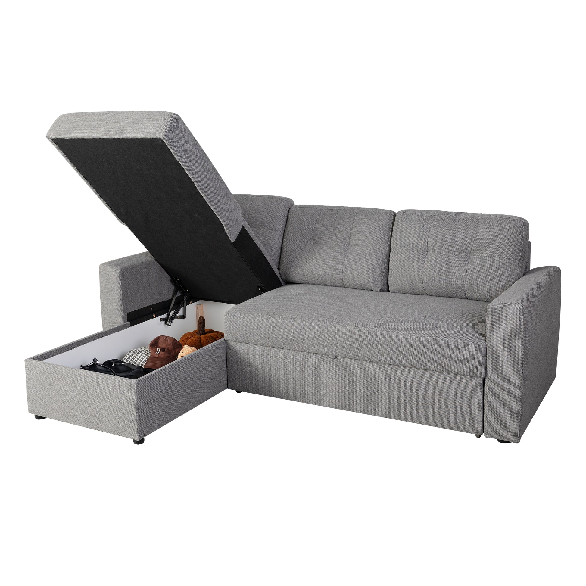 Nola 3 Seater Sofa Bed w/ Storage Chaise - Proferlo Furniture AustraliaS9024 - Beige - 4Proferlo Furniture AustraliaSofa