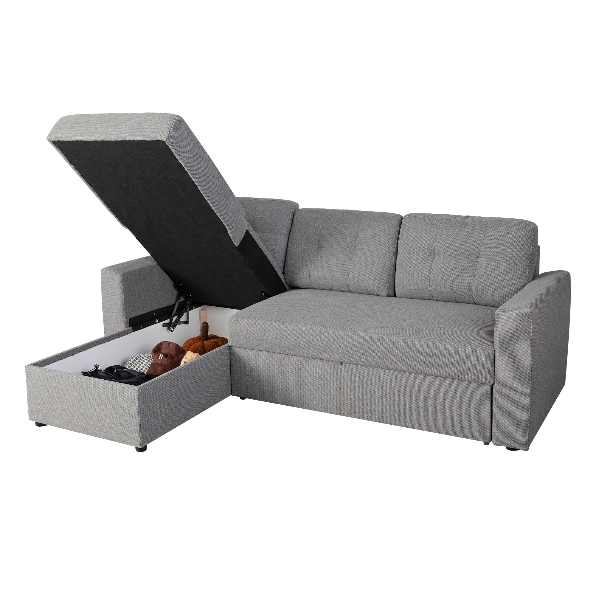 Nola 3 Seater Sofa Bed w/ Storage Chaise - Proferlo Furniture AustraliaS9024 - Beige - 4Proferlo Furniture AustraliaSofa