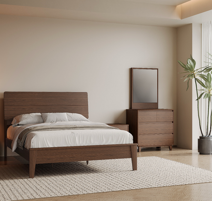 Arezzo Solid Wood Bed Frame - Claro Walnut