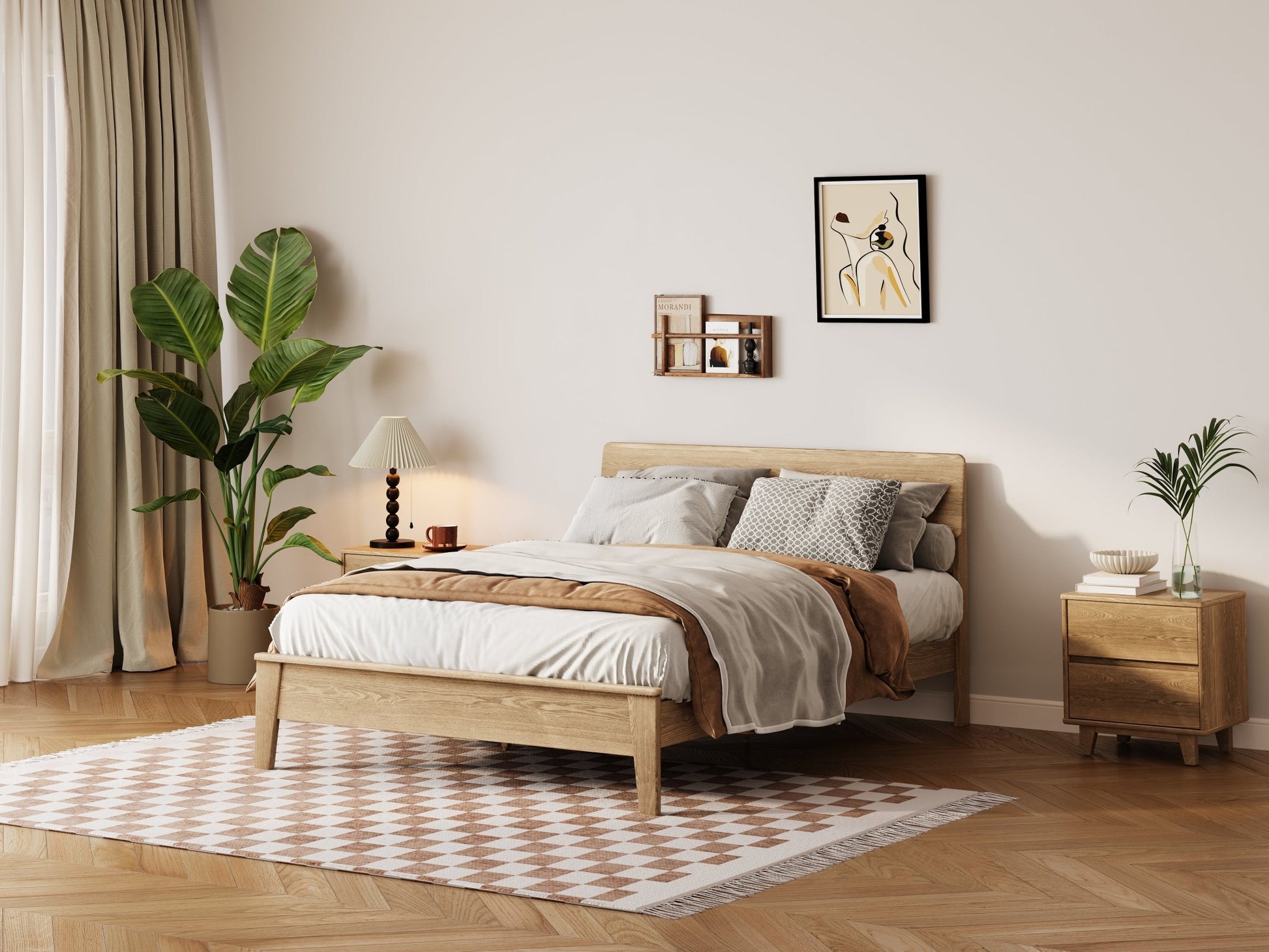 Arezzo Solid Wood Bed Frame - Wood - Proferlo Furniture AustraliaB1027 - 153 - S33MBUR - 0102,B1027 - 153 - S33MBUR - 0202Proferlo Furniture AustraliaBedframe
