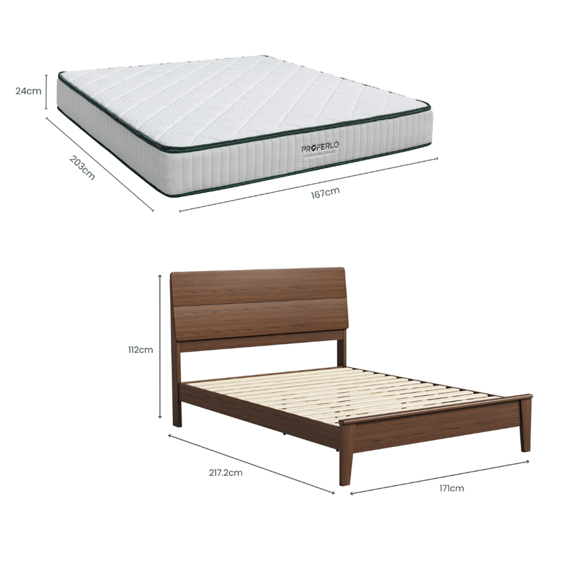 Arezzo Solid Wood Bed + Mattress Set (Olympic Queen)