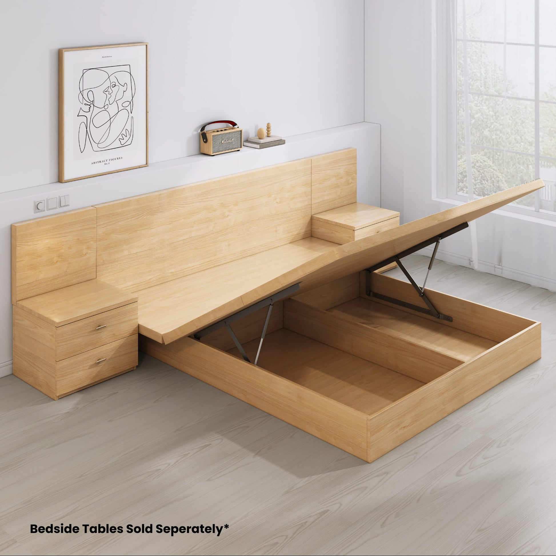Ovada Gas-Lift Storage Bed Base – engineered wood bedframe, gallery view 4