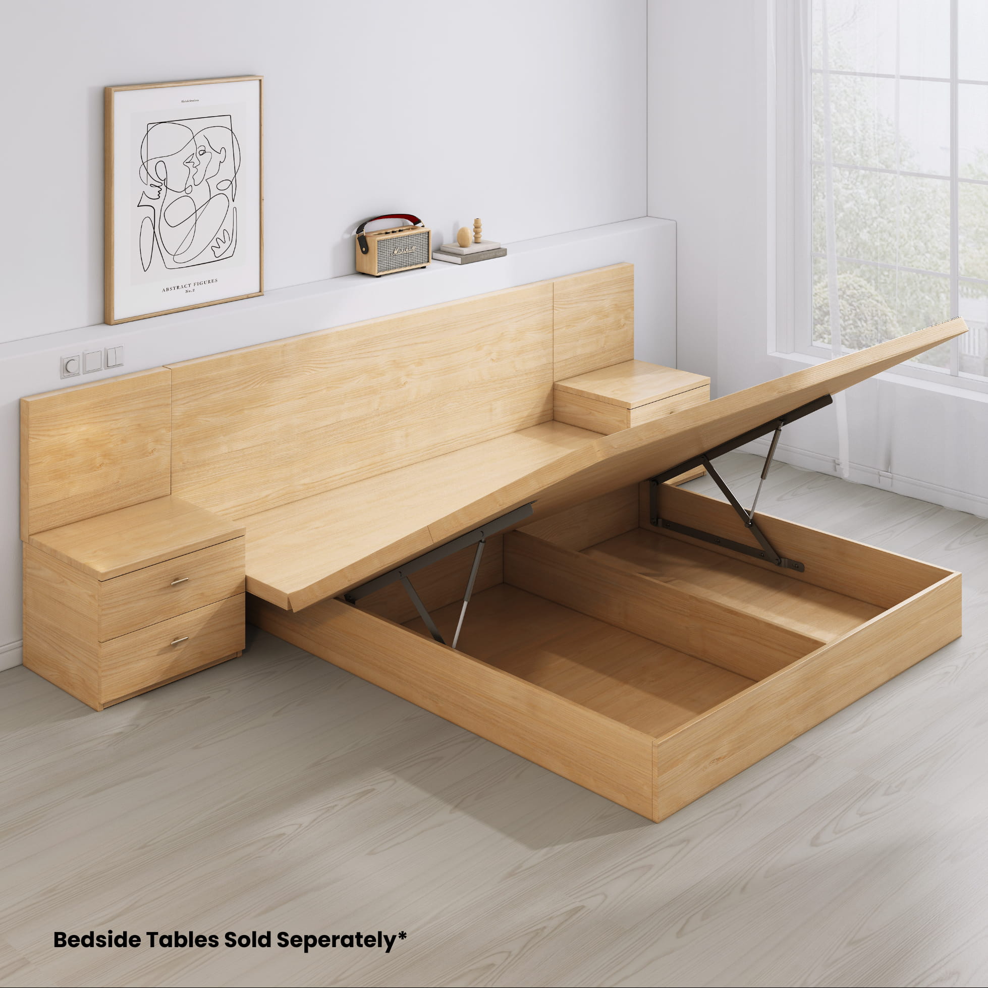 Ovada Gas-Lift Storage Bed Base – engineered wood bedframe, gallery view 4