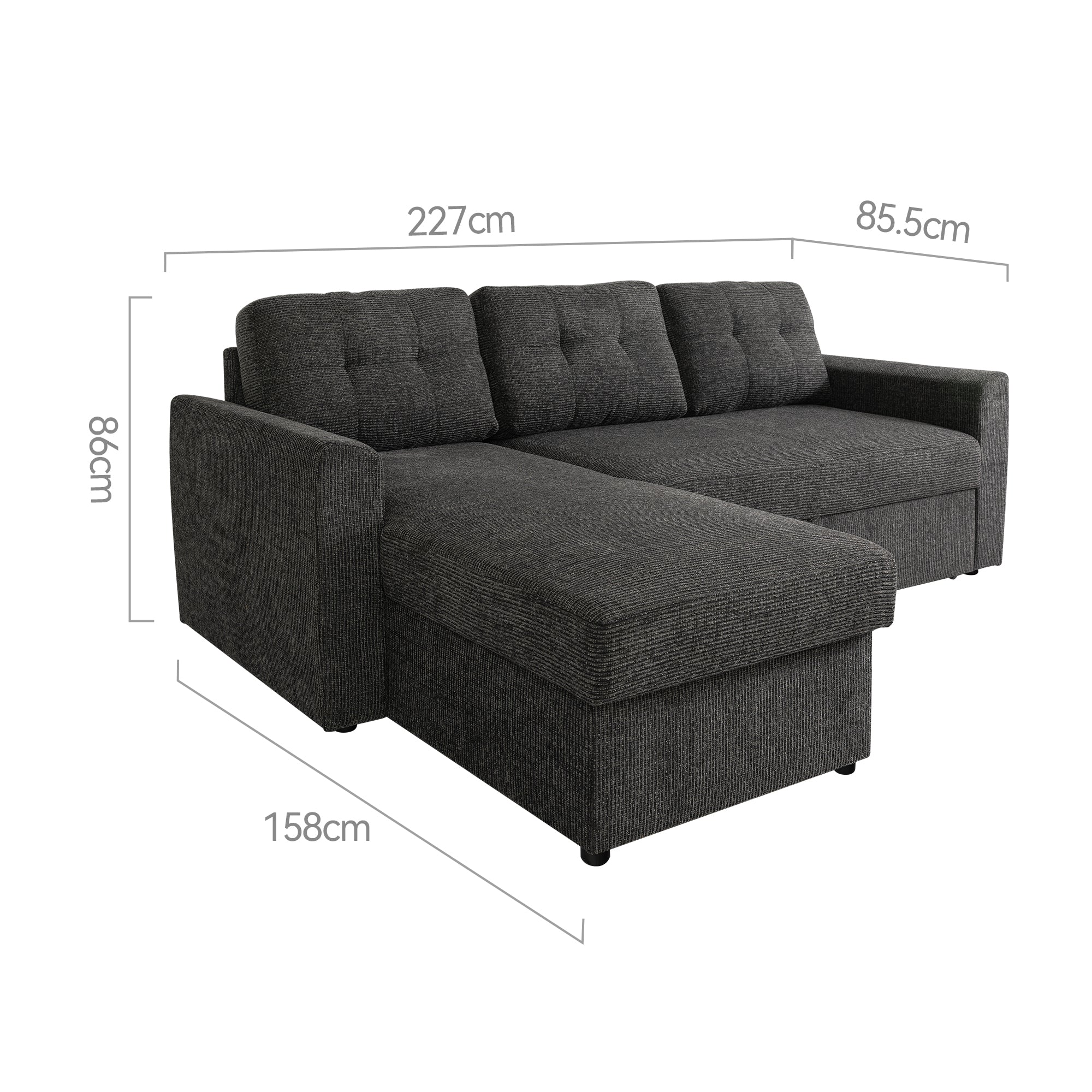 Nola 3 Seater Sofa Bed w/ Storage Chaise