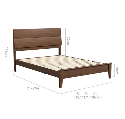 Arezzo Solid Wood Bed Frame - Claro Walnut