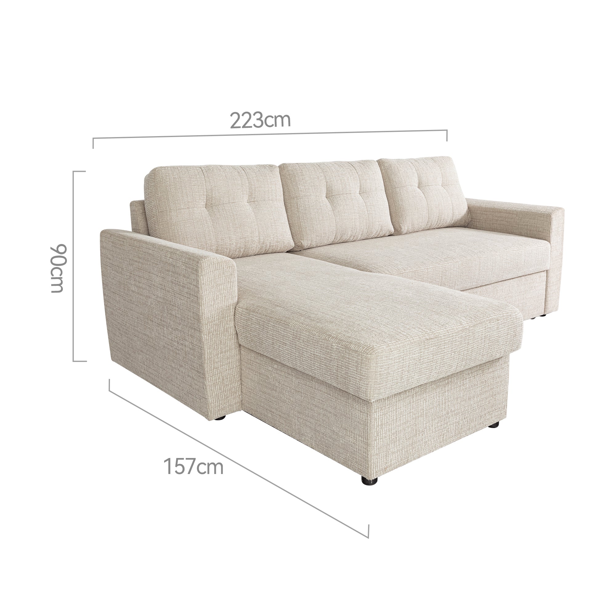 Nola 3 Seater Sofa Bed w/ Storage Chaise
