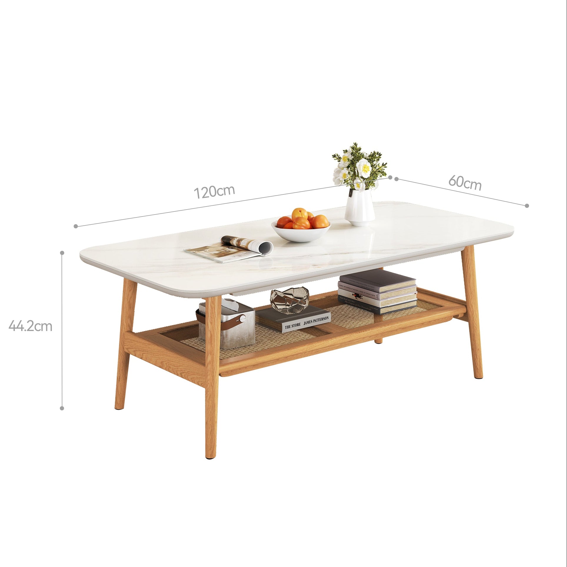 Remini Ceramic Top Coffee Table – solid wood, gallery view 6