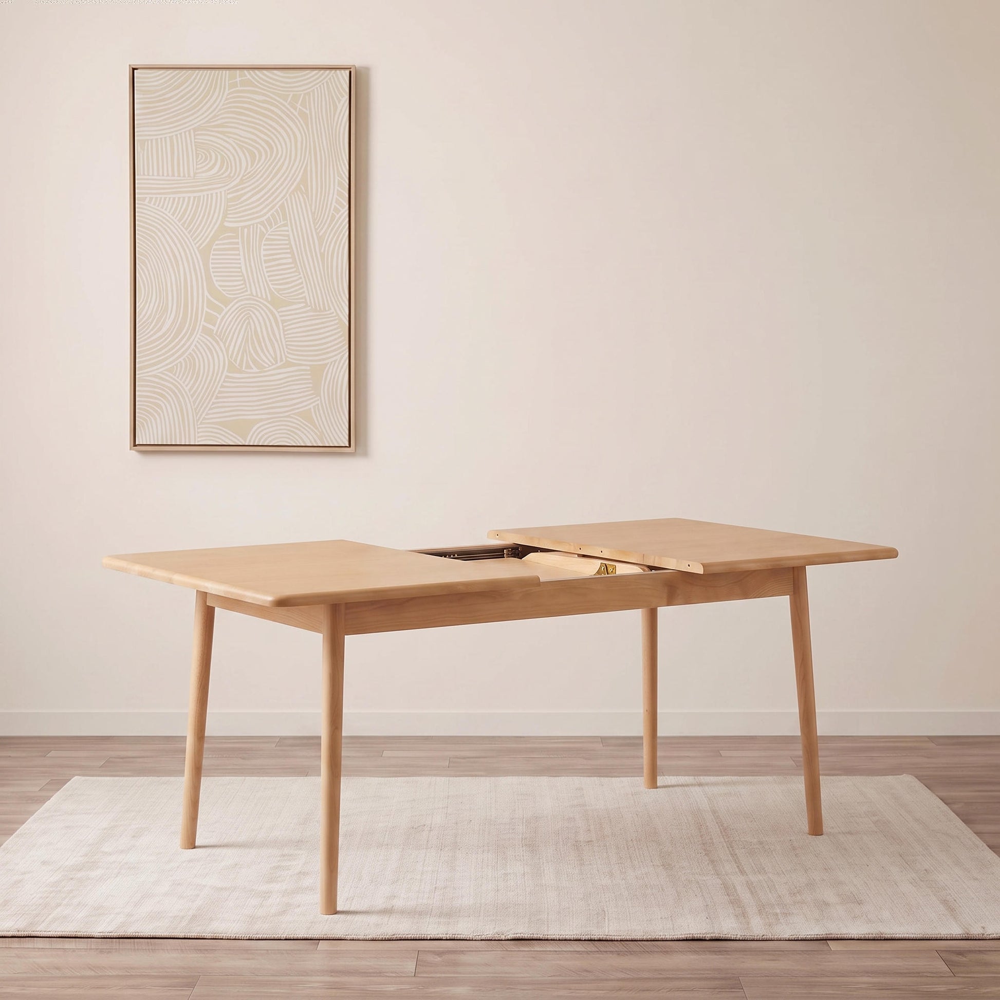 Legnano light wood extendable dining table in a dining room